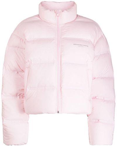 Alexander Wang Reflective-logo Cropped Puffer Jacket - Pink