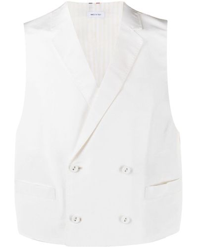 Thom Browne Double-breasted Silk Waistcoat - White