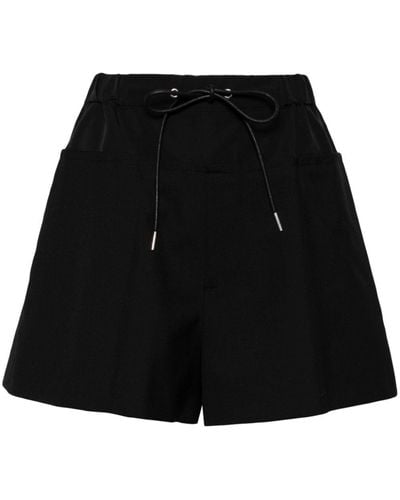 Sacai Drawstring-waist Tailored Shorts - Black