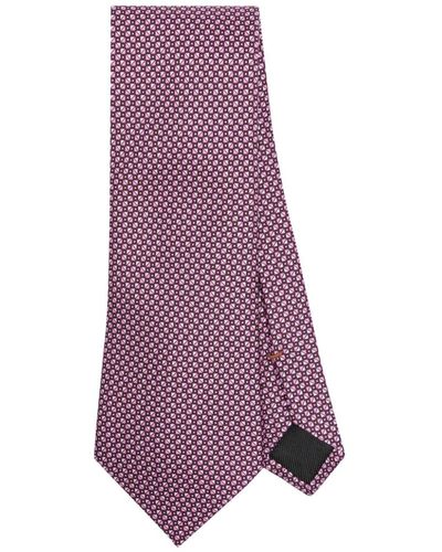 Zegna Cravate à motif géométrique en jacquard - Violet