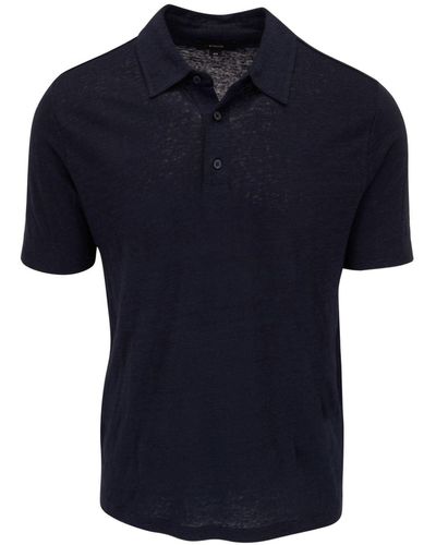 Vince Short-sleeve Linen Polo Shirt - Blue