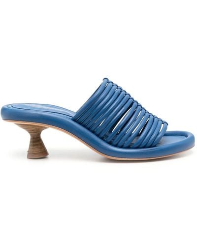Paloma Barceló Cone-heel Leather Mules - Blue
