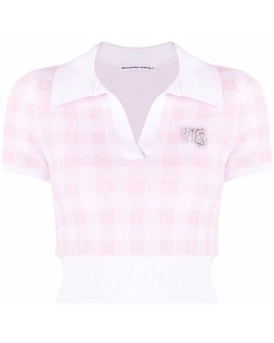 T By Alexander Wang Gingham-check Cropped Top - Pink