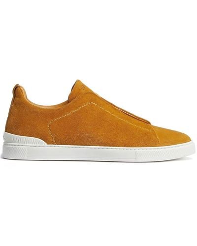 ZEGNA Suede Triple Stitch Trainers - Brown