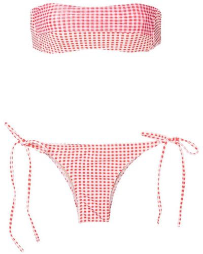 Amir Slama Gingham-check Pattern Bikini Set - Pink