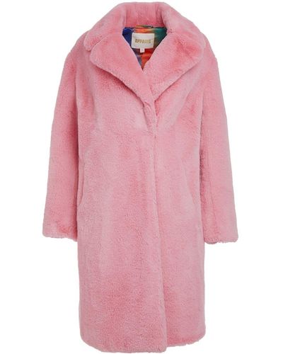 Apparis Faux-fur Single-breasted Coat - Pink