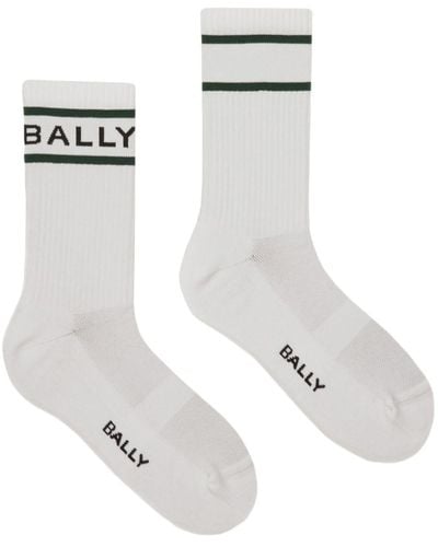 Bally Logo-intarsia Ribbed Ankle Socks - White