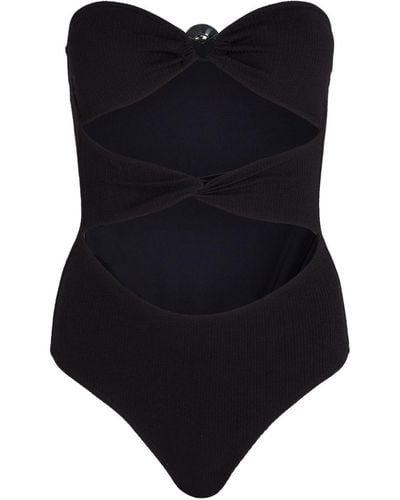 Karl Lagerfeld Fan Charm Strapless Swimsuit - Black