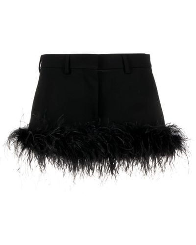 Miu Miu Feather-trim Miniskirt - Black
