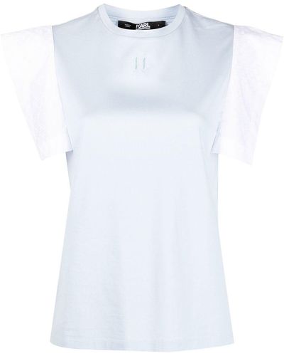 Karl Lagerfeld T-shirt colour block imprimé à design sans manches - Blanc