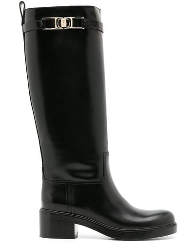 Ferragamo Gancini 55mm Knee Boots - Black