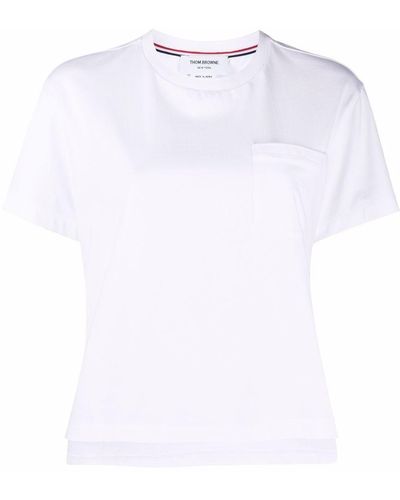 Thom Browne Camiseta con distintivo RWB - Blanco