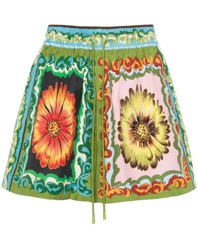 ALÉMAIS Disco Daisy Floral-print Shorts - Green