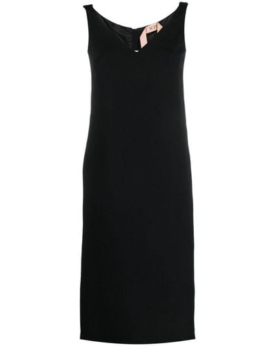 N°21 Ruched-strap Midi Dress - Black