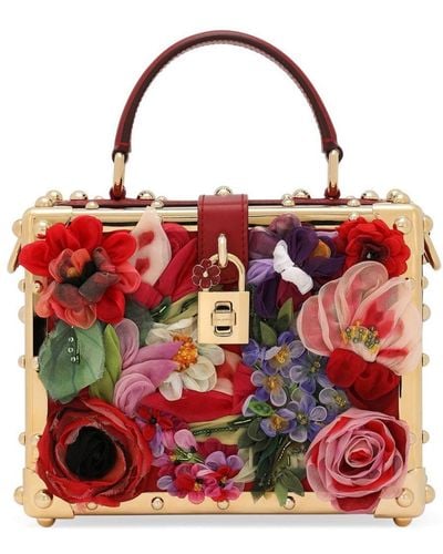 Dolce & Gabbana Borsa tote Dolce Box con applicazione a fiori - Rosso
