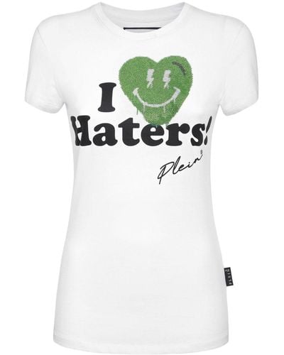 Philipp Plein T-shirt en coton à slogan imprimé - Gris