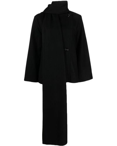 Rodebjer Scarf-detail Buttoned Coat - Black