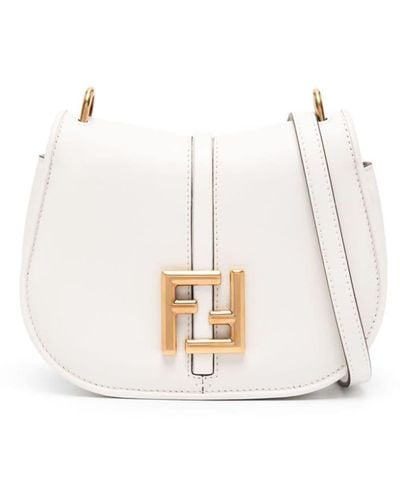 Fendi Small C'mon Leather Crossbody Bag - White