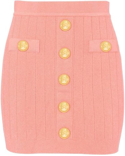 Balmain ボタン ニットスカート - ピンク