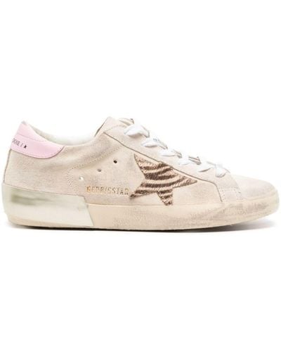 Golden Goose Super-star Distressed Suede Trainers - Natural