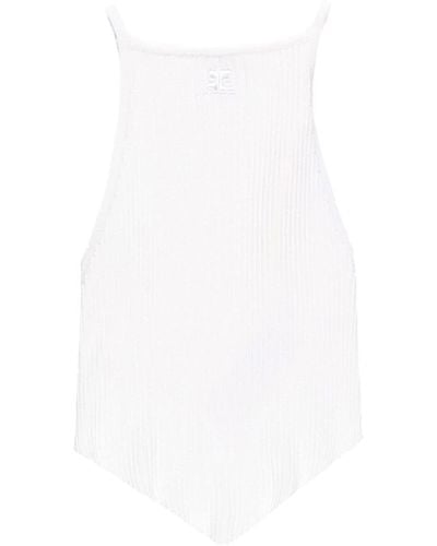 Courreges Ribbed-knit Pointed-hem Tank Top - White
