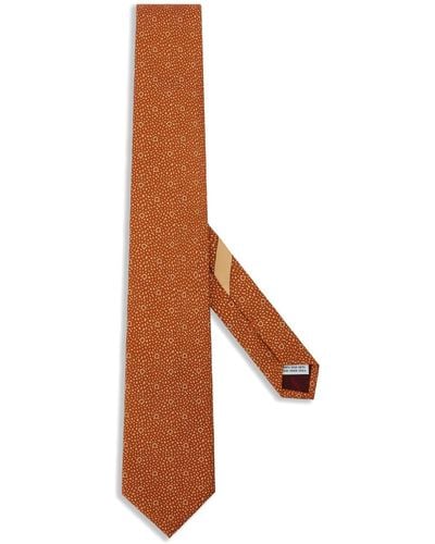 Ferragamo Round-print Silk Tie - Brown