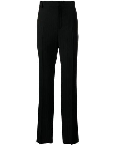 Saint Laurent Pantalon droit à plis marqués - Noir