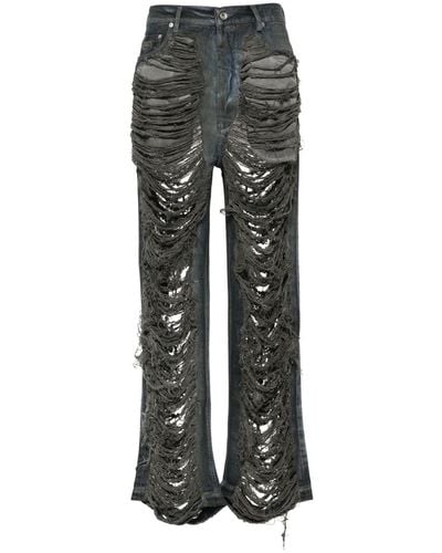 Rick Owens Gerade Jeans im Distressed-Look - Grau