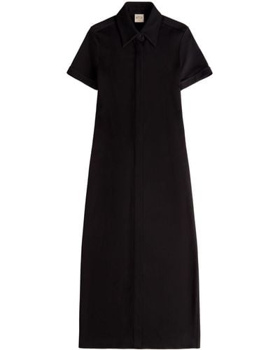 Tod's Point-collar Short-sleeve Midi Dress - Black