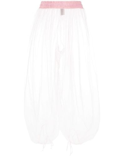 Styland Semi-sheer Tulle Cropped Trousers - White