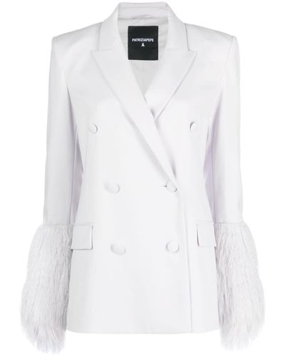 Patrizia Pepe Blazer Met Veren Cuffs - Wit