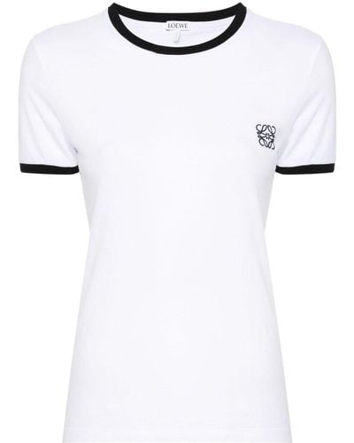 Loewe Anagram-embroidery Cotton T-shirt - White