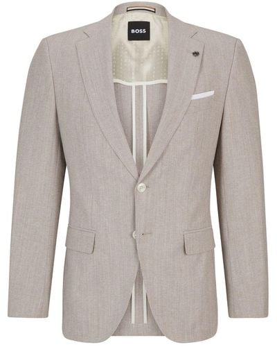 BOSS Virgin Wool-blend Jacket - Gray