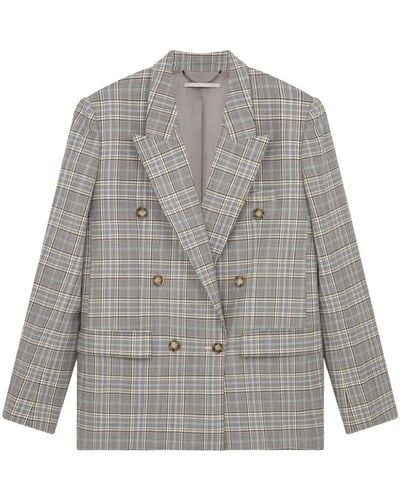 Stella McCartney Check-print Wool Blazer - Grey