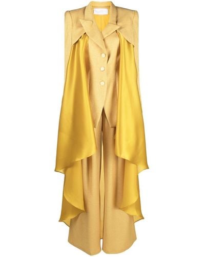 Gaby Charbachy Draped Peak Collar Suit - Yellow