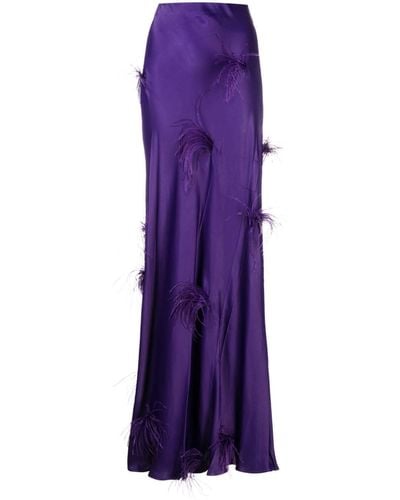 Marques'Almeida Jupe longue transparente à bordure de plumes - Violet