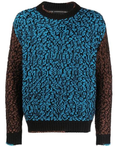 ANDERSSON BELL Intarsia-knit Crew-neck Sweatshirt - Blue