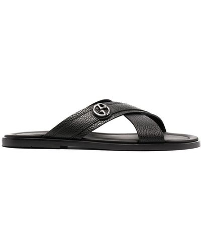 Giorgio Armani Logo-patch Sandals - Black