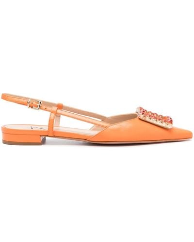 Roberto Festa Lavanda Crystal-buckle Court Shoes - Orange
