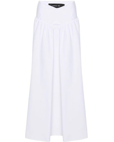 FEDERICA TOSI Ruched Poplin Cotton Maxi Skirt - White