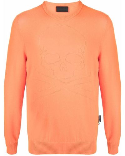 Philipp Plein Fine-knit Skull-motif Sweater - Orange