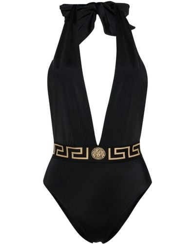 Versace Bañador con cintura Greca - Negro