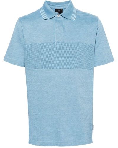 PS by Paul Smith Paneled Organic Cotton Polo Shirt - Blue