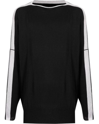 Sulvam Sweatshirt mit Kontraststreifen - Schwarz