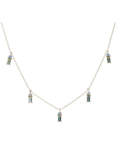 Wwake 14kt Yellow Gold Crest Tourmalines And Opal Necklace - Blue