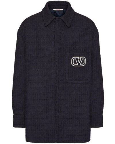 Valentino Garavani Vlogo Signature Tweed Shirt Jacket - Blue