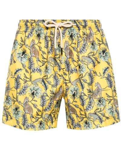 Peninsula Jungle-print Swim Shorts - Yellow
