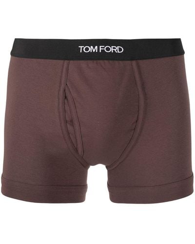 Tom Ford Boxer con vita elasticizzata e logo in cotone stretch uomo - Viola