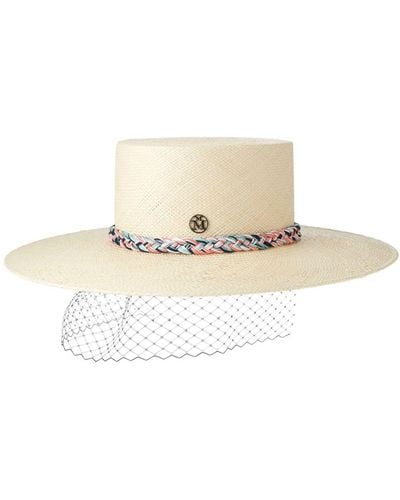 Maison Michel Lana Veil Straw Hat - White
