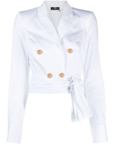 Elisabetta Franchi Double-breasted Poplin Shirt - White
